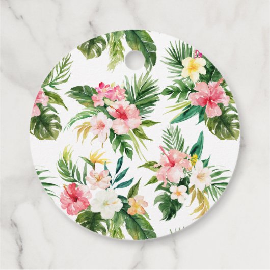 Tropische Blume und Grünpflanzen Abschluss Geschenkanhänger (Rückseite)