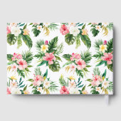 Tropische Blume und Grünrahmen Sommerhochzeit Gästebuch (Rückseite)