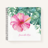 Tropische Blume und Grünschrift Personalisiert Jou Notizblock (Vorderseite)