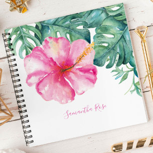 Tropische Blume und Grünschrift Personalisiert Jou Notizblock