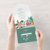 Tropische Blume und Hochzeiten im Grünen All In One Einladung (Abreißen)