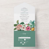 Tropische Blume und Hochzeiten im Grünen All In One Einladung (Innen Boden)