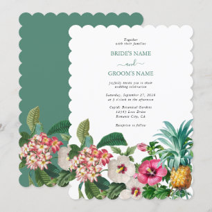 Tropische Blume und Hochzeiten im Grünen Einladung