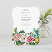 Tropische Blume und Hochzeiten im Grünen Einladung (Stehend Vorderseite)