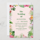 Tropische Blume und Hochzeiten im Grünen Einladung (Vorderseite)