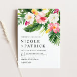 Tropische Blume und Hochzeiten im Grünen Einladung<br><div class="desc">Mit dieser einzigartigen tropischen Hochzeitseinladung laden wir Sie zu Ihrer Hochzeit ein. Es verfügt über eine Aquarellgarage mit Hibiskus,  Plumeria,  Blätter aus Palmen und anderen tropischen Pflanze. Personalisieren Sie diese Wasserfarbenhochzeitseinladung,  indem Sie Ihre eigenen Details hinzufügen. Diese botanische Hochzeitseinladung ist ideal für Hochzeiten in Urlaubsort und Hochzeiten.</div>