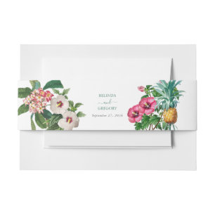 Tropische Blume und Hochzeiten im Grünen Einladungsbanderole