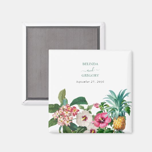 Tropische Blume und Hochzeiten im Grünen Magnet (Vorderseite/Rückseite)