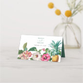 Tropische Blume und Hochzeiten im Grünen Platzkarte (Rückseite)