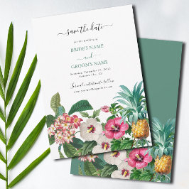Tropische Blume und Hochzeiten im Grünen Save The Date
