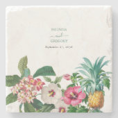 Tropische Blume und Hochzeiten im Grünen Steinuntersetzer (Vorderseite)