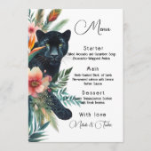 Tropische Blume und Jaguar Menükarte (Vorderseite)