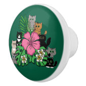 Tropische Blume und Kawaii Cats Keramik Pull Keramikknauf (Rechts)