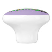 Tropische Blume und Kawaii-Katzen Keramikknauf (Seitenansicht)