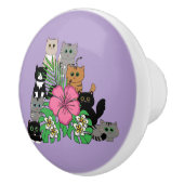 Tropische Blume und Kawaii-Katzen Keramikknauf (Rechts)