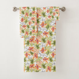 Tropische Blume und Kunstlinien Badhandtuch Set