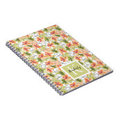 Tropische Blume und Line Art Mit Monogramm Notizblock (Rechte Seite)