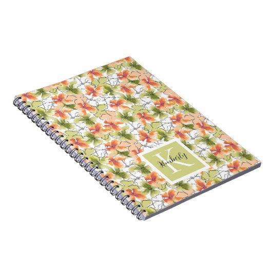 Tropische Blume und Line Art Mit Monogramm Notizblock (Rechte Seite)
