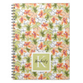 Tropische Blume und Line Art Mit Monogramm Notizblock (Vorderseite)