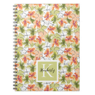 Tropische Blume und Line Art Mit Monogramm Notizblock