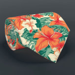 Tropische Blume und Muster der Blätter Krawatte<br><div class="desc">Ästhetisches,  farbenfrohes hawaiianisches Ambiente mit tropischen Blume und Blätter.</div>
