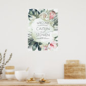 Tropische Blume und Palm Blätter Beach Wedding Poster (Küche)