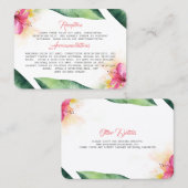 Tropische Blume und Palm Blätter Beach Wedding Visitenkarte (Vorne/Hinten)