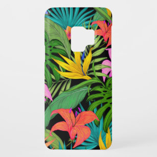Tropische Blume und Palmenblatt Hawaiisch bunt Case-Mate Samsung Galaxy S9 Hülle