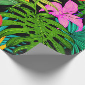 Tropische Blume und Palmenblatt Hawaiisch bunt Geschenkpapier (Ecke)