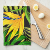 Tropische Blume und Palmenblatt Hawaiisch bunt Geschirrtuch (Viertel Falte)