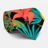 Tropische Blume und Palmenblatt Hawaiisch bunt Krawatte (Gerollt)