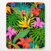Tropische Blume und Palmenblatt Hawaiisch bunt Mousepad (Vorne)