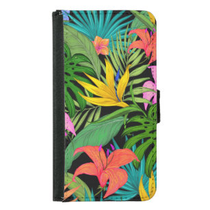 Tropische Blume und Palmenblatt Hawaiisch bunt Geldbeutel Hülle Für Das Samsung Galaxy S5