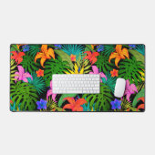 Tropische Blume und Palmenblatt Hawaiisch bunt Schreibtischunterlage (Tastatur & Maus)