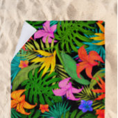 Tropische Blume und Palmenblatt Hawaiisch bunt Strandtuch