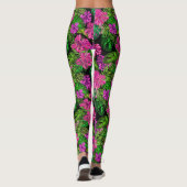 Tropische Blume und Pflanze in Schwarz Leggings (Rückseite)