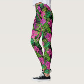 Tropische Blume und Pflanze in Schwarz Leggings (Links)