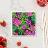 Tropische Blume und Pflanze in Schwarz Serviette (Beispiel)