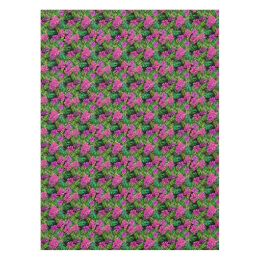 Tropische Blume und Pflanze in Schwarz Tischdecke (Vorderseite)