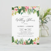 Tropische Blume und Polterabend Einladung (Stehend Vorderseite)