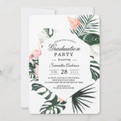 Tropische Blume und rosa Flamingo Beauty Einladung (Vorderseite)