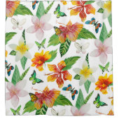 Tropische Blume und Schmetterlinge Duschvorhang (Vorderseite)