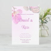 Tropische Blume und Schmetterlinge Einladung (Stehend Vorderseite)