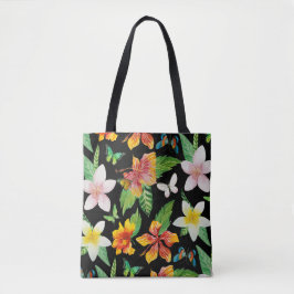 Tropische Blume und Schmetterlinge Tasche