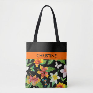 Tropische Blume und Schmetterlinge Tasche