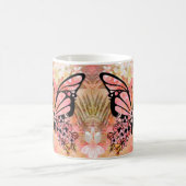 Tropische Blume und Schmetterlingskunst - Lebhafte Kaffeetasse (Mittel)
