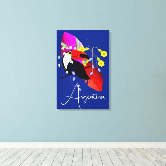 Tropische Blume und Toucan Leinwanddruck (Insitu (Holzboden))