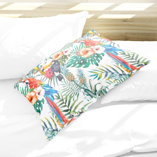 Tropische Blume und Toucan Pillow Case Kissenbezug