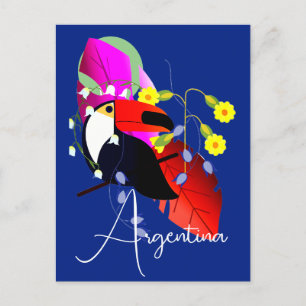 Tropische Blume und Toucan Postkarte