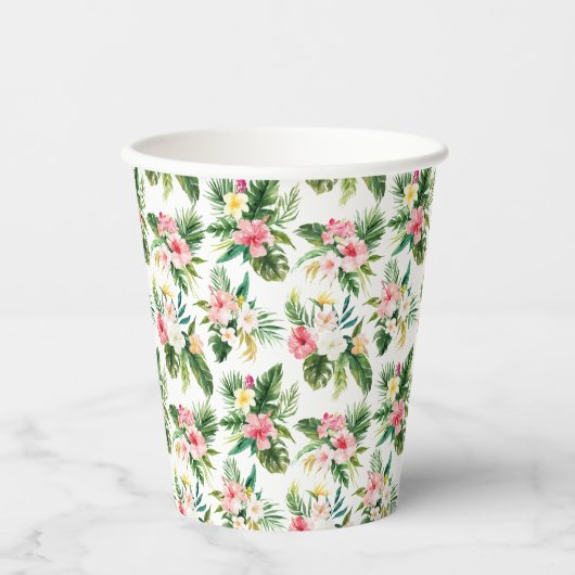 Tropische Blume und Vegetationsmuster Pappbecher (Vorderseite)